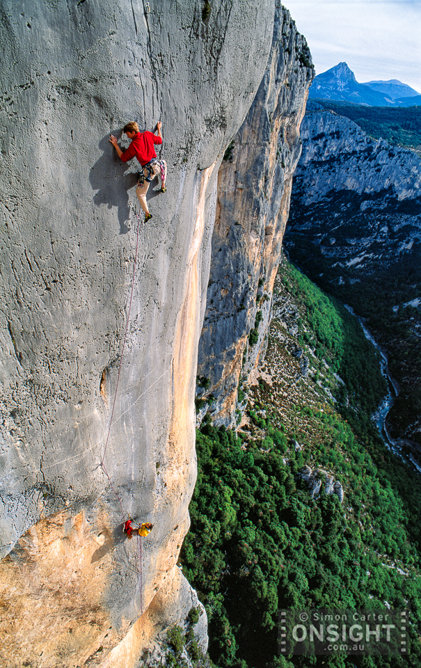 Arnaud Petit, Eve Line (7b), Verdon Gorge, Alpes de Provence, France.