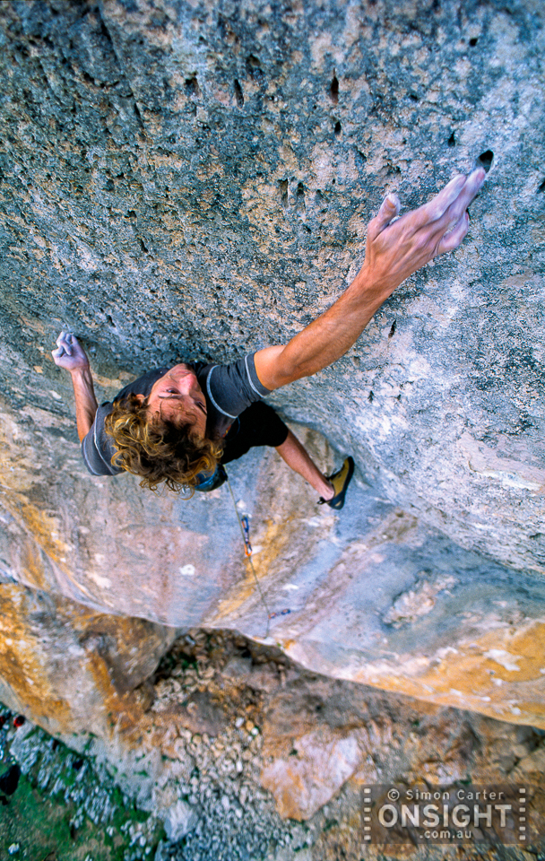 Javier Morales attempting an 8c+ project near his hometown of Granada, Spain.